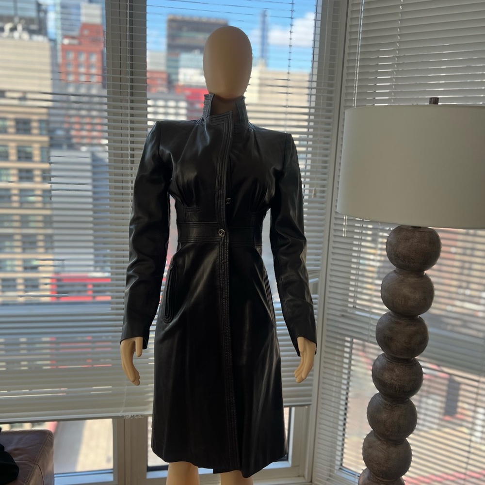 Gucci Black Leather Coat Dress - Picture 4 of 6